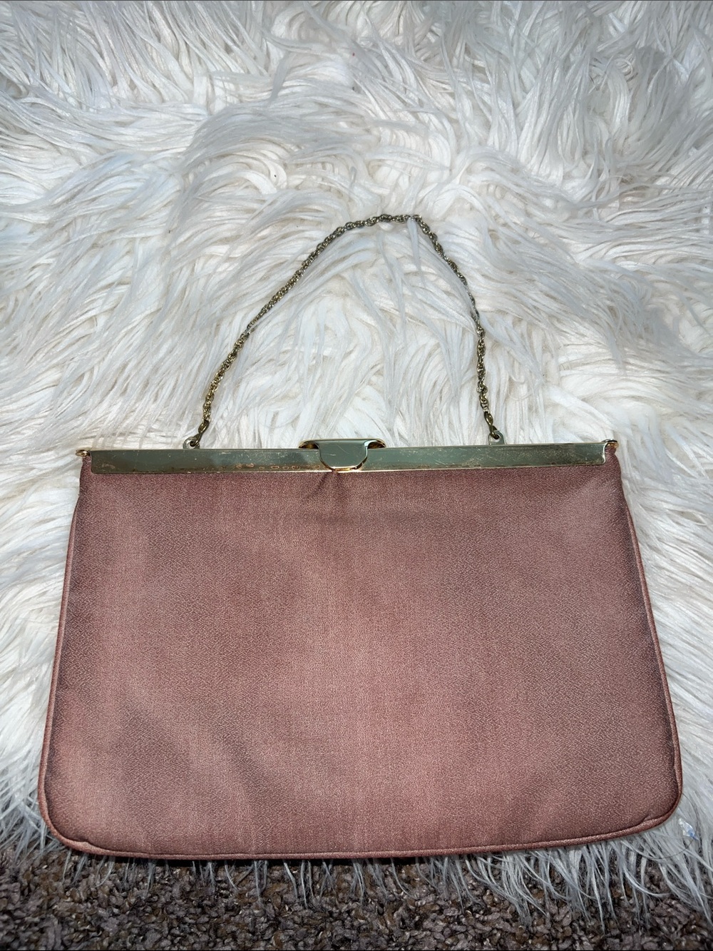 Vintage Pink Evening Clutch with Chain